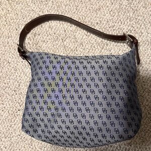 Dooney & Bourke Blue and Brown Monogram Shoulder Bag